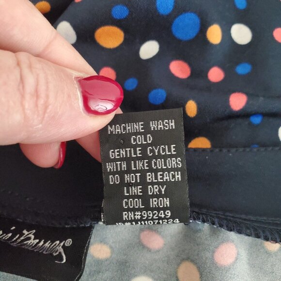 Maggie Barnes Womens Blue Polka Dot Crossover Blouse Size 2X V Neck 3/4 Sleeve - Picture 7 of 11